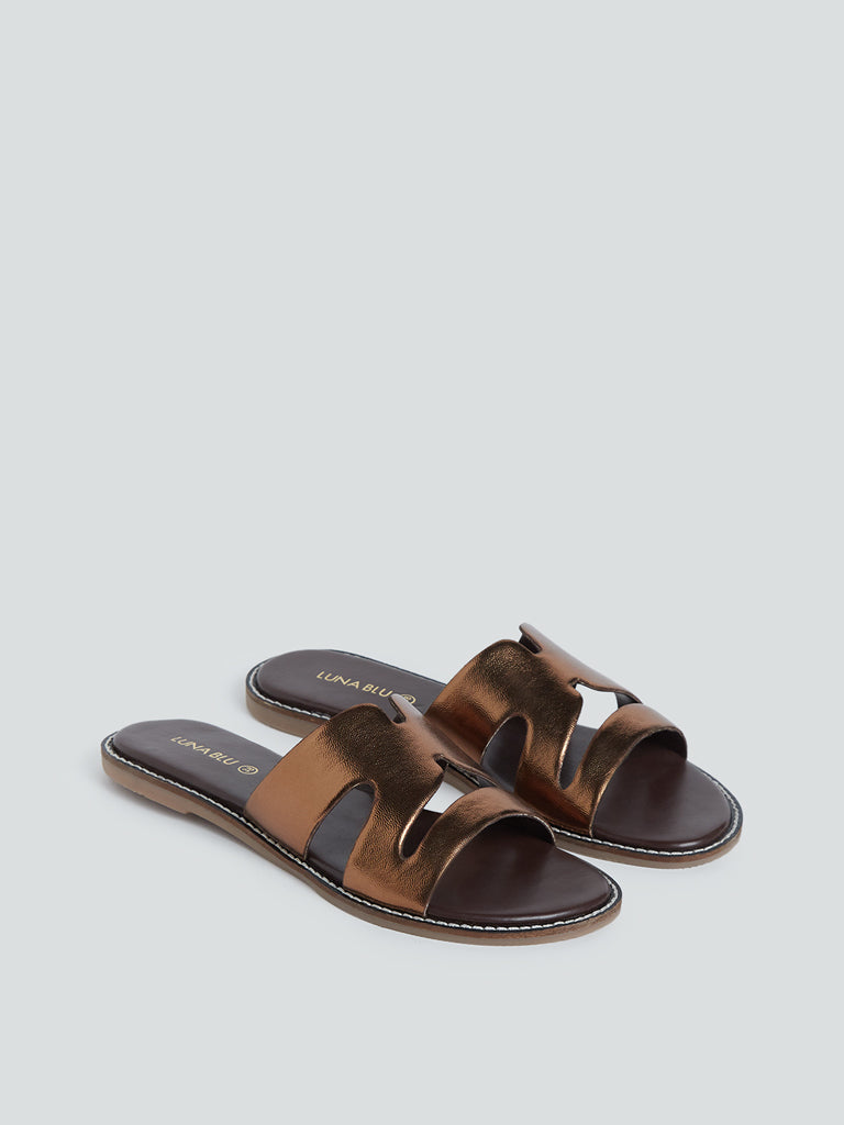 LUNA BLU Bronze Cut-Out Slides